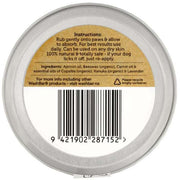 A product picture of the back of a container of Kanuka repair paw balm made by WashBar