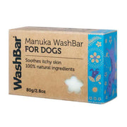 A picture of the 100%  natural Manuka WashBar soap for dogs in it's packaging