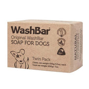 A picture of the WashBar twin pack original dog soap bar in its boxed packaging